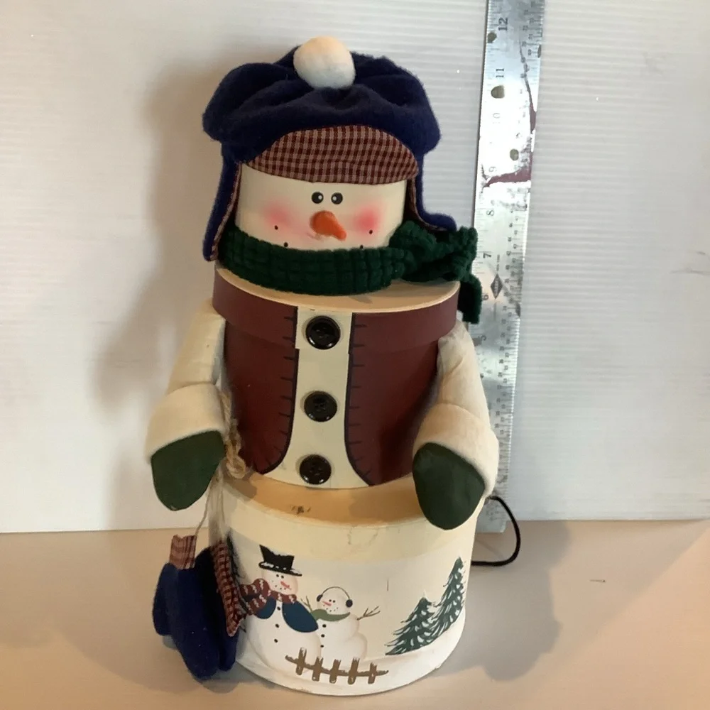Vintage 3-Tier Stacking Snowman Gift Box – 1990s Holiday Decor